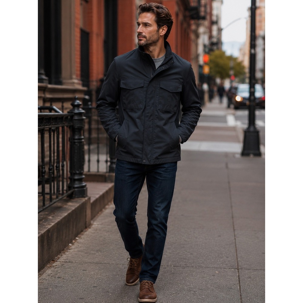 Theory Yost N Fuel Canvas Full Zip Utility Jacket Men's Small Ink Black